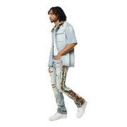 Smoke Rise Tapestry Insert Stacked Denim Jeans - Lowell Blue