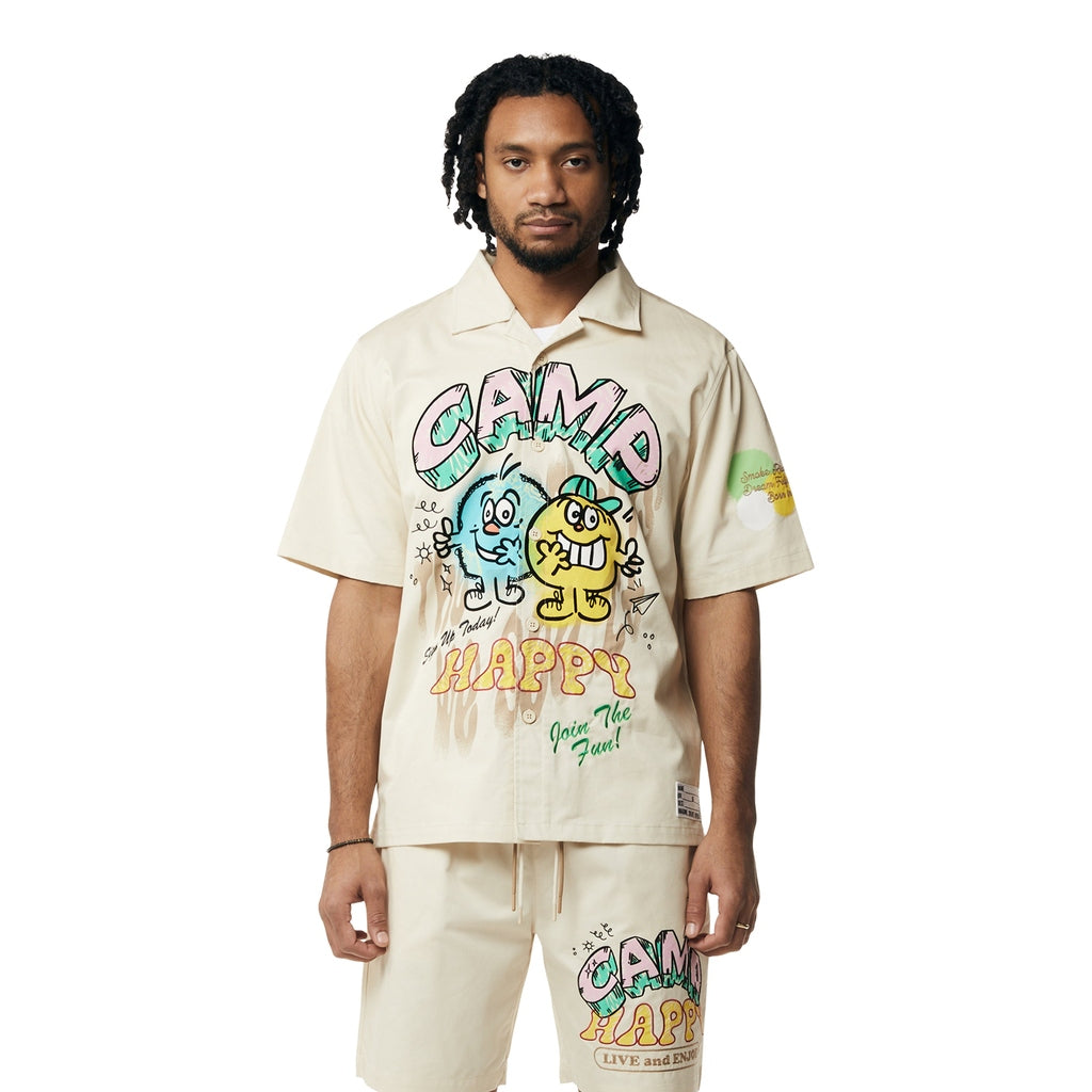 Smoke Rise Fun Graphic Polished Twill Shirt - Ecru