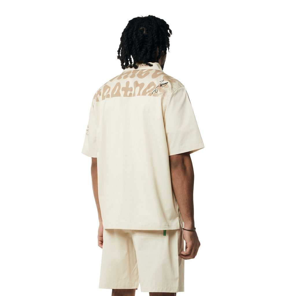 Smoke Rise Fun Graphic Polished Twill Shirt - Ecru