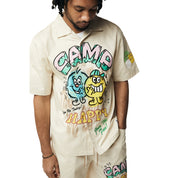 Smoke Rise Fun Graphic Polished Twill Shirt - Ecru