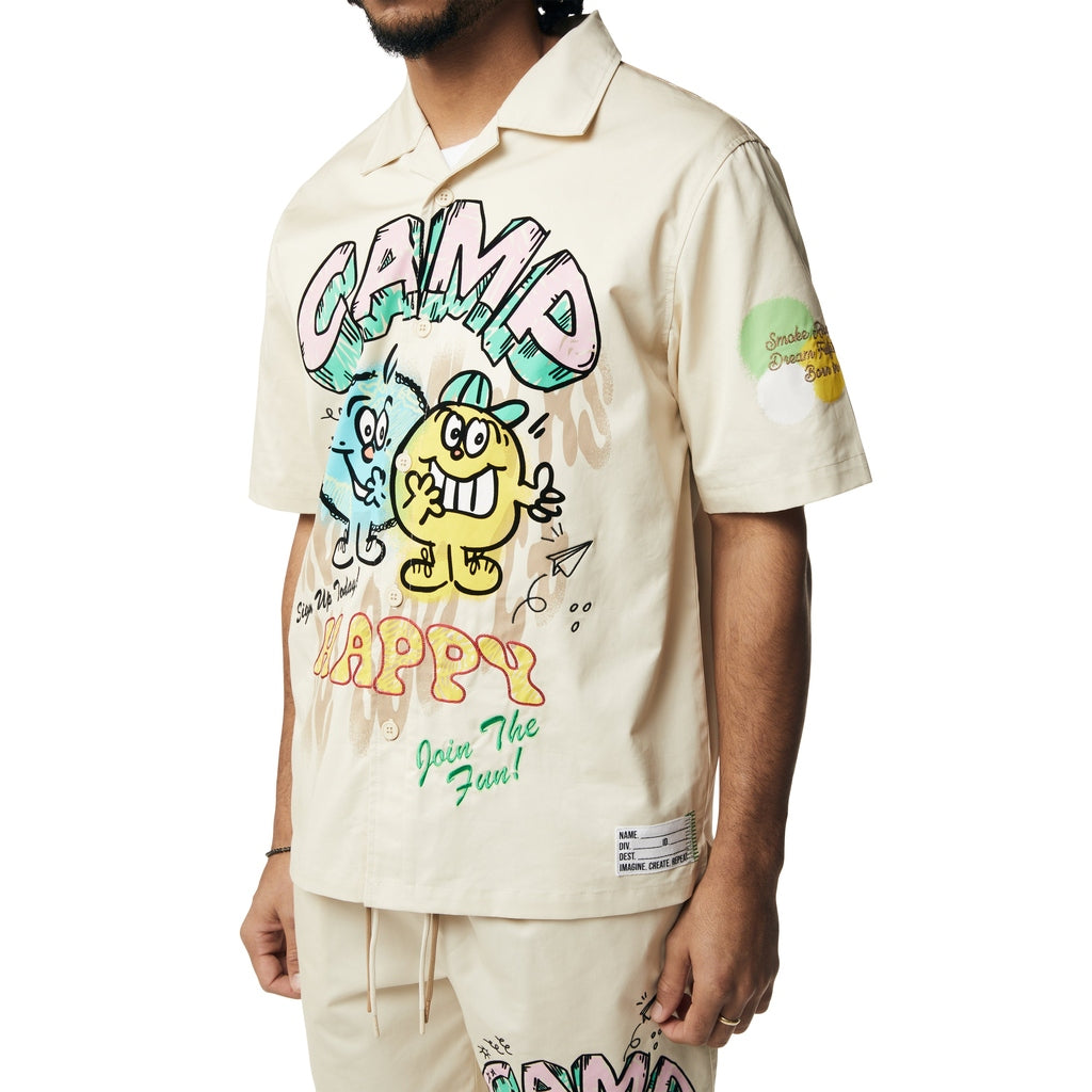 Smoke Rise Fun Graphic Polished Twill Shirt - Ecru