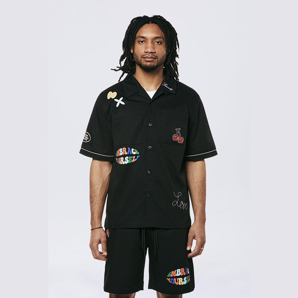 Smoke Rise Graphic Heavy Textured Twill Shirt - Black