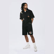 Smoke Rise Graphic Heavy Textured Twill Shorts - Black