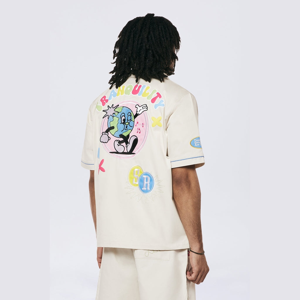Smoke Rise Graphic Heavy Textured Twill Shirt - Chalk