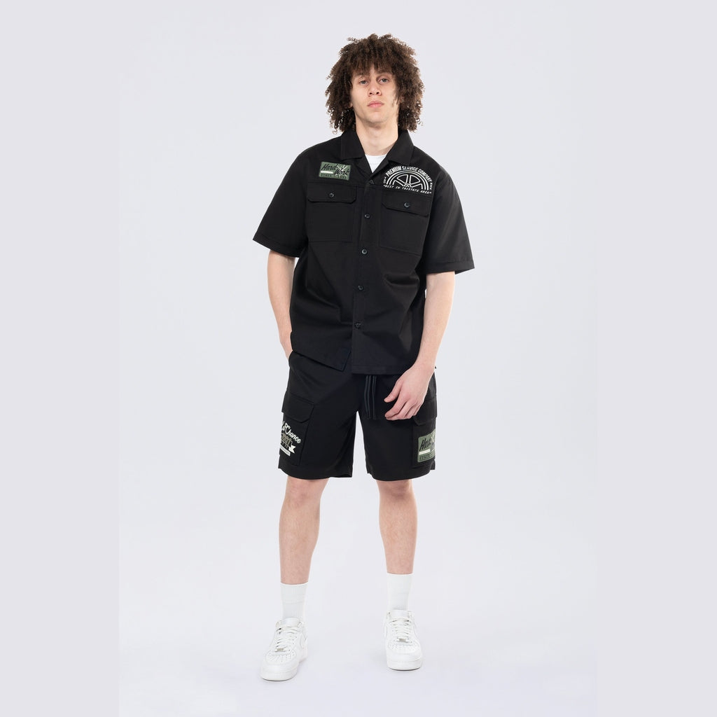 Smoke Rise Pitstop Cargo Twill Lounge Shorts - Black