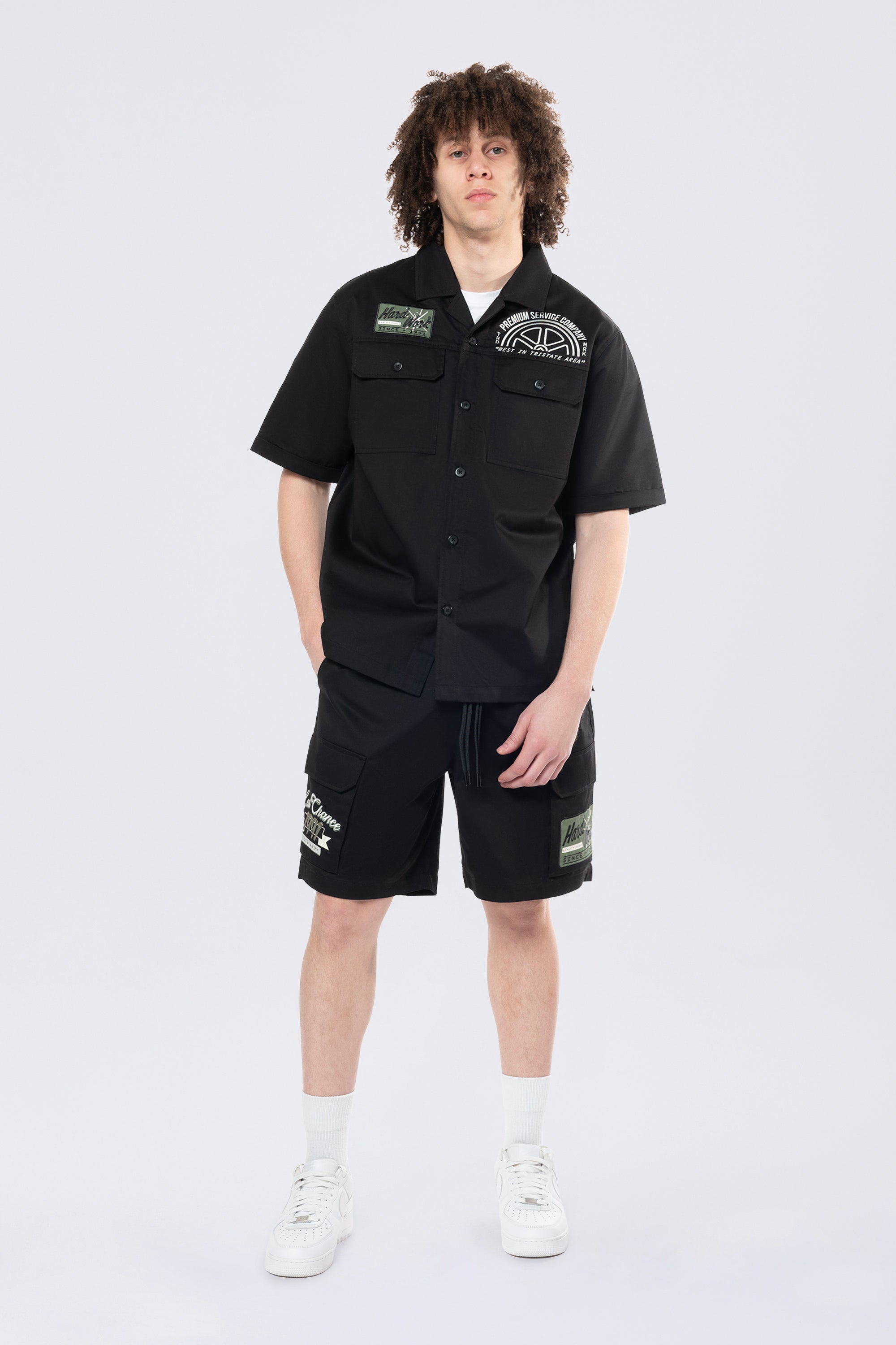 Pitstop Cargo Twill Lounge Shorts - Black