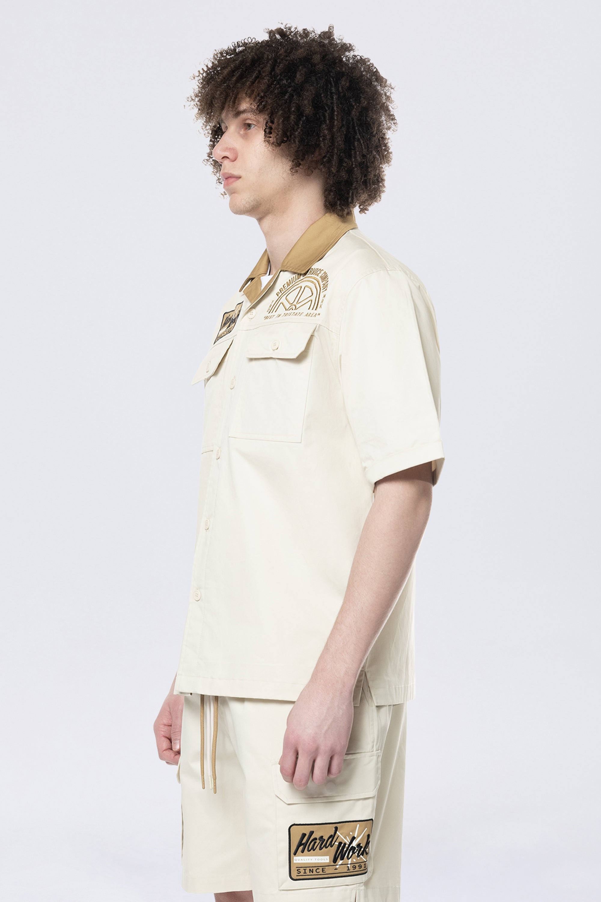 Pitstop S/S Buttondown Shirt - Ecru