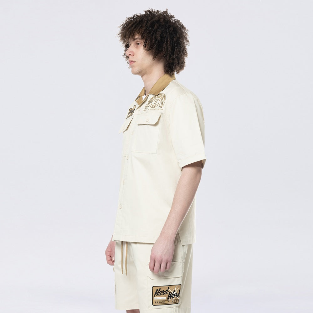 Pitstop S/S Buttondown Shirt - Ecru