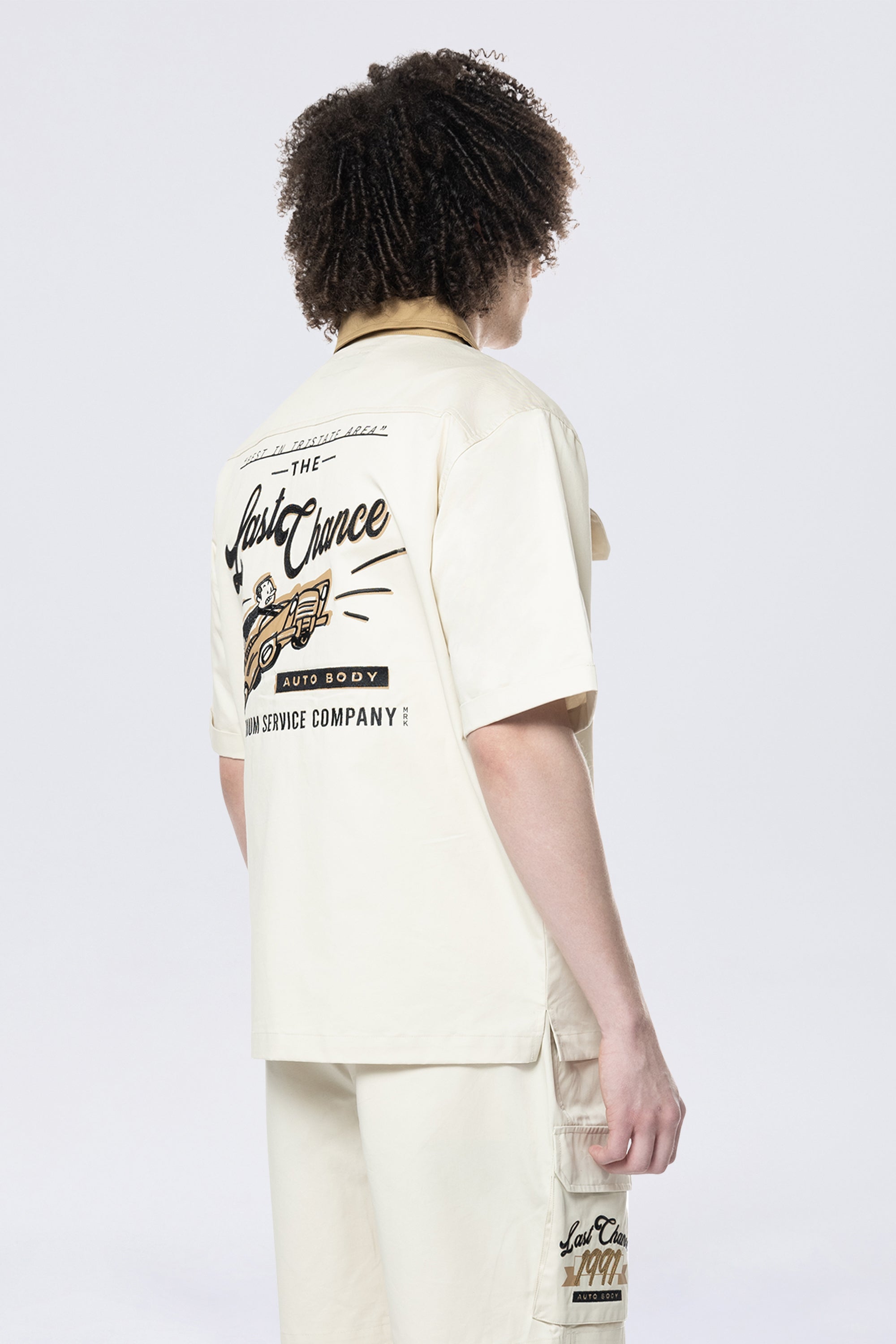 Pitstop S/S Buttondown Shirt - Ecru