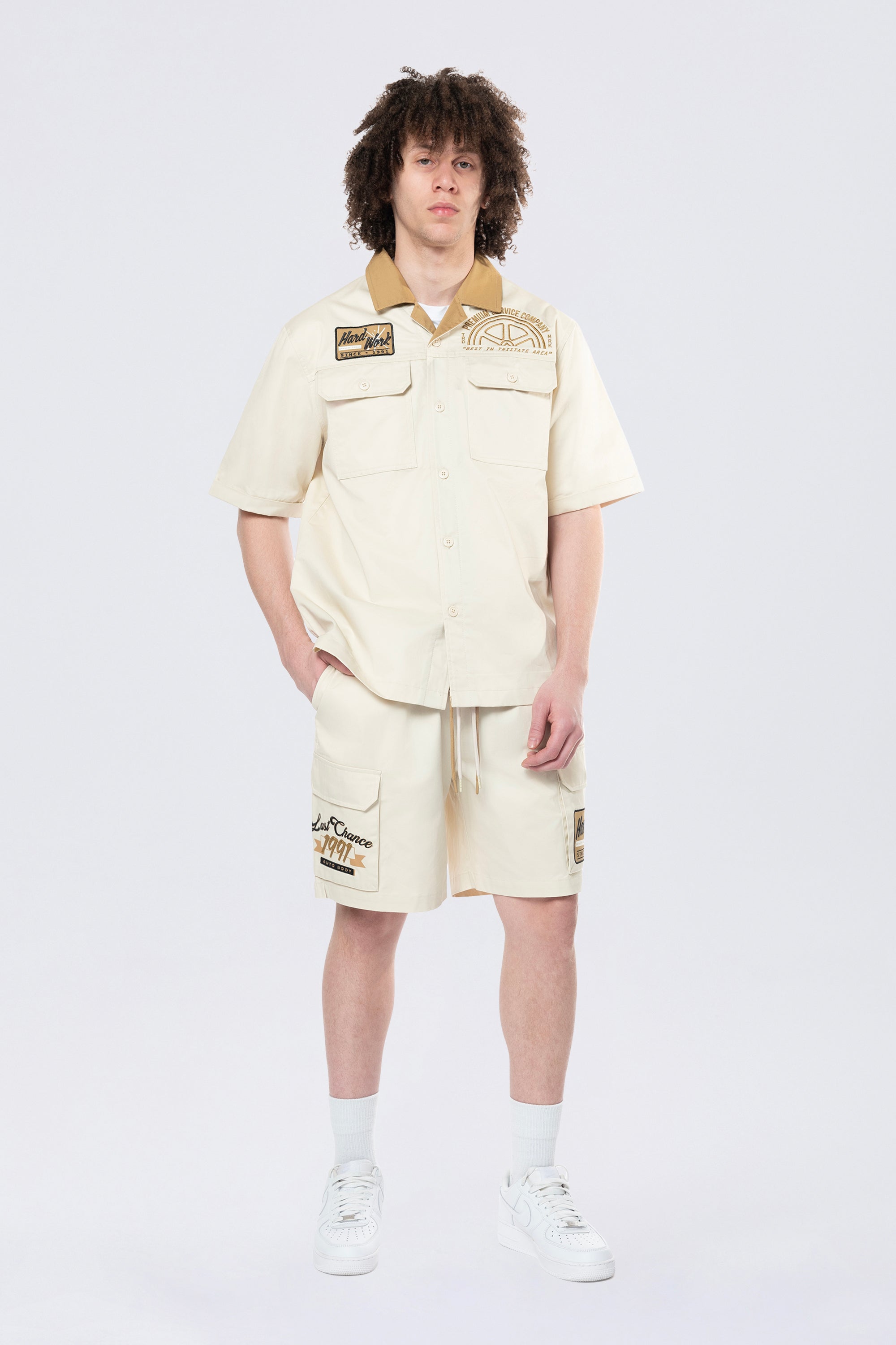 Pitstop S/S Buttondown Shirt - Ecru