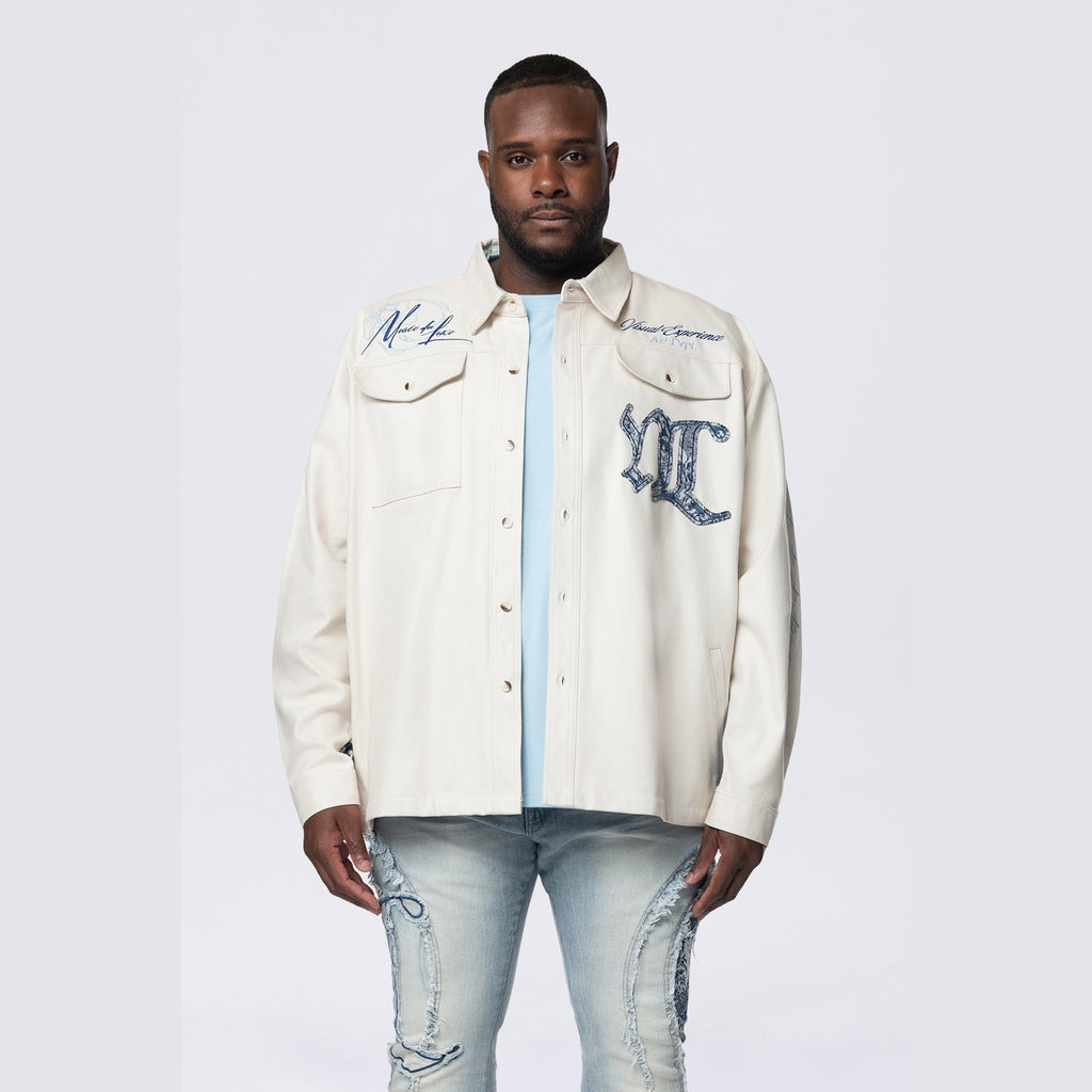 Smoke Rise Big and Tall Big and Tall - Regular Collar LS Overshirt - Chalk