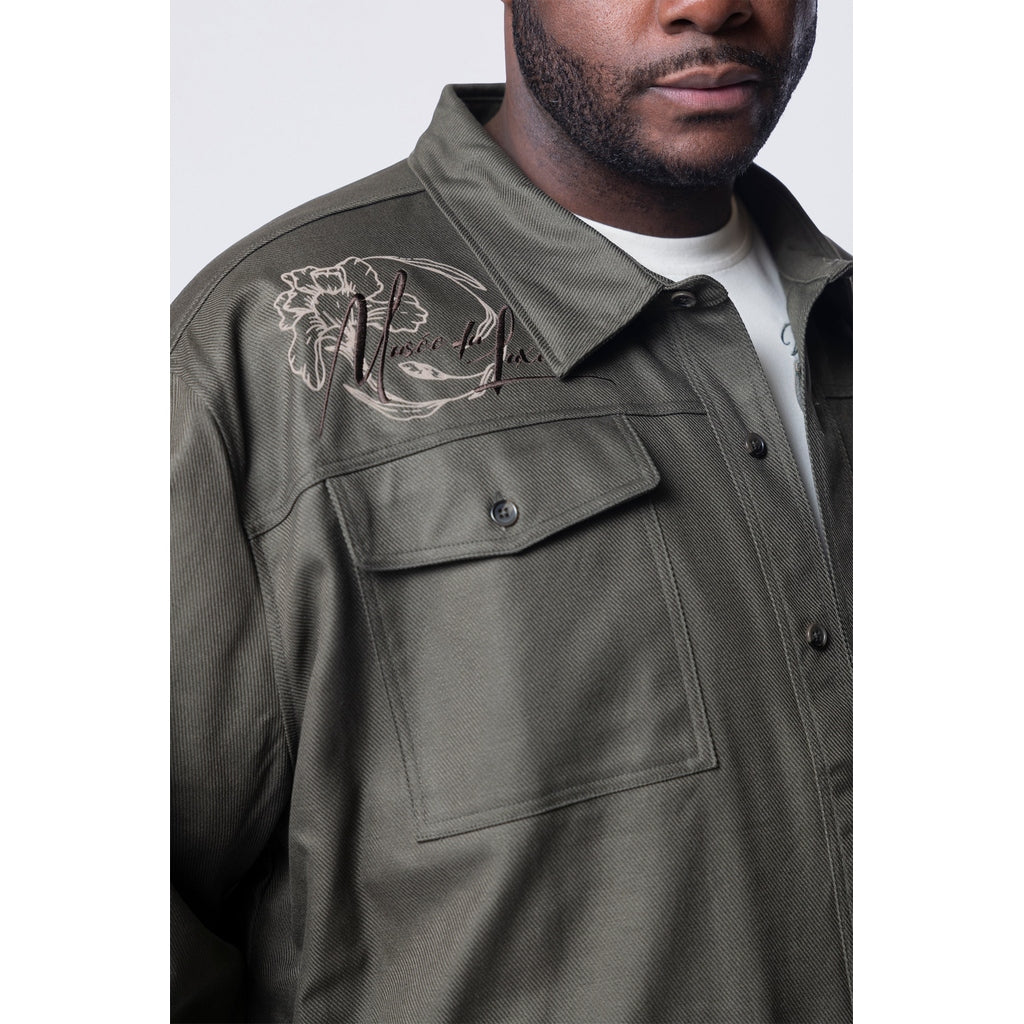 Smoke Rise Big and Tall Big and Tall - Regular Collar LS Overshirt - Thyme