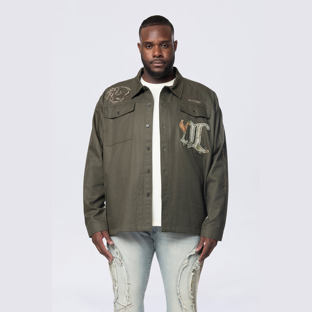 Smoke Rise Big and Tall Big and Tall - Regular Collar LS Overshirt - Thyme
