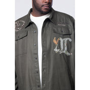 Smoke Rise Big and Tall Big and Tall - Regular Collar LS Overshirt - Thyme