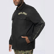 Big and Tall - Tree Camo Patched Overshirt - Black
