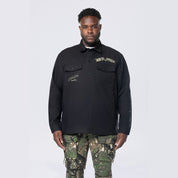 Big and Tall - Tree Camo Patched Overshirt - Black