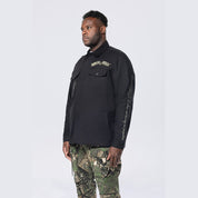 Big and Tall - Tree Camo Patched Overshirt - Black