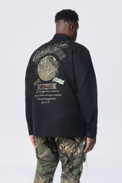 Big and Tall - Tree Camo Patched Overshirt - Black