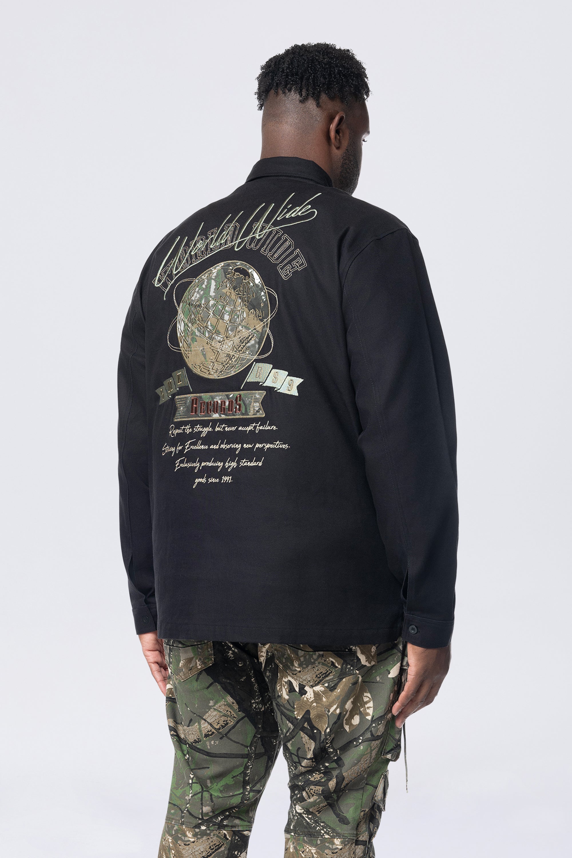 Big and Tall - Tree Camo Patched Overshirt - Black