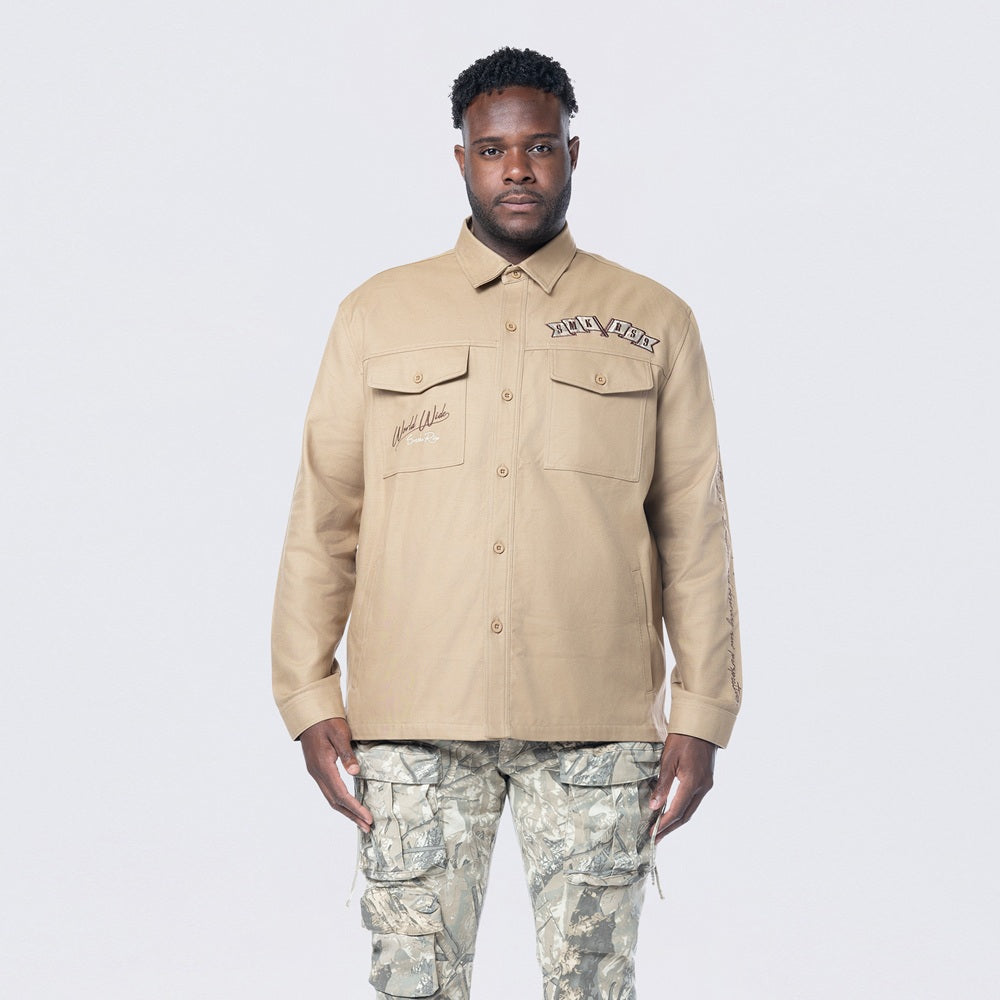  Peak -  CONPE10 (コンペイトウ）khaki Big and Tall - Tree Camo Patched Overshirt - Khaki