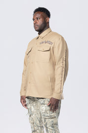 Big and Tall - Tree Camo Patched Overshirt - Khaki