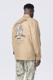 Big and Tall - Tree Camo Patched Overshirt - Khaki
