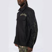 Smoke Rise Tree Camo Patched Overshirt - Black