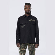 Smoke Rise Tree Camo Patched Overshirt - Black