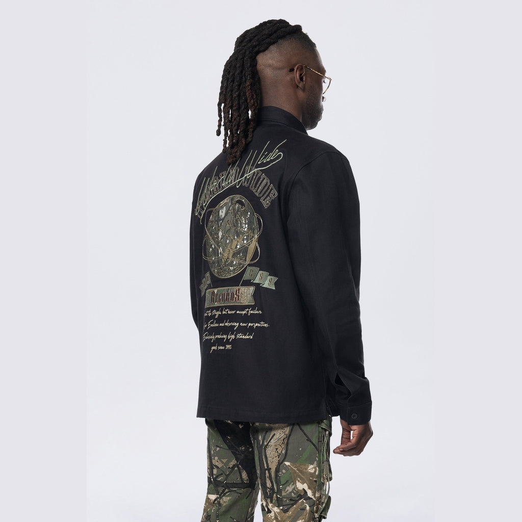 Smoke Rise Tree Camo Patched Overshirt - Black