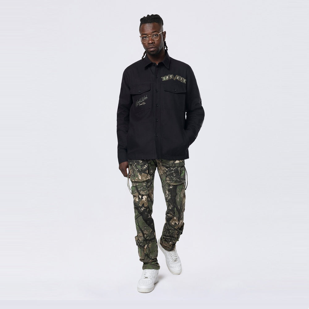 Tree Camo Patched Overshirt - Black
