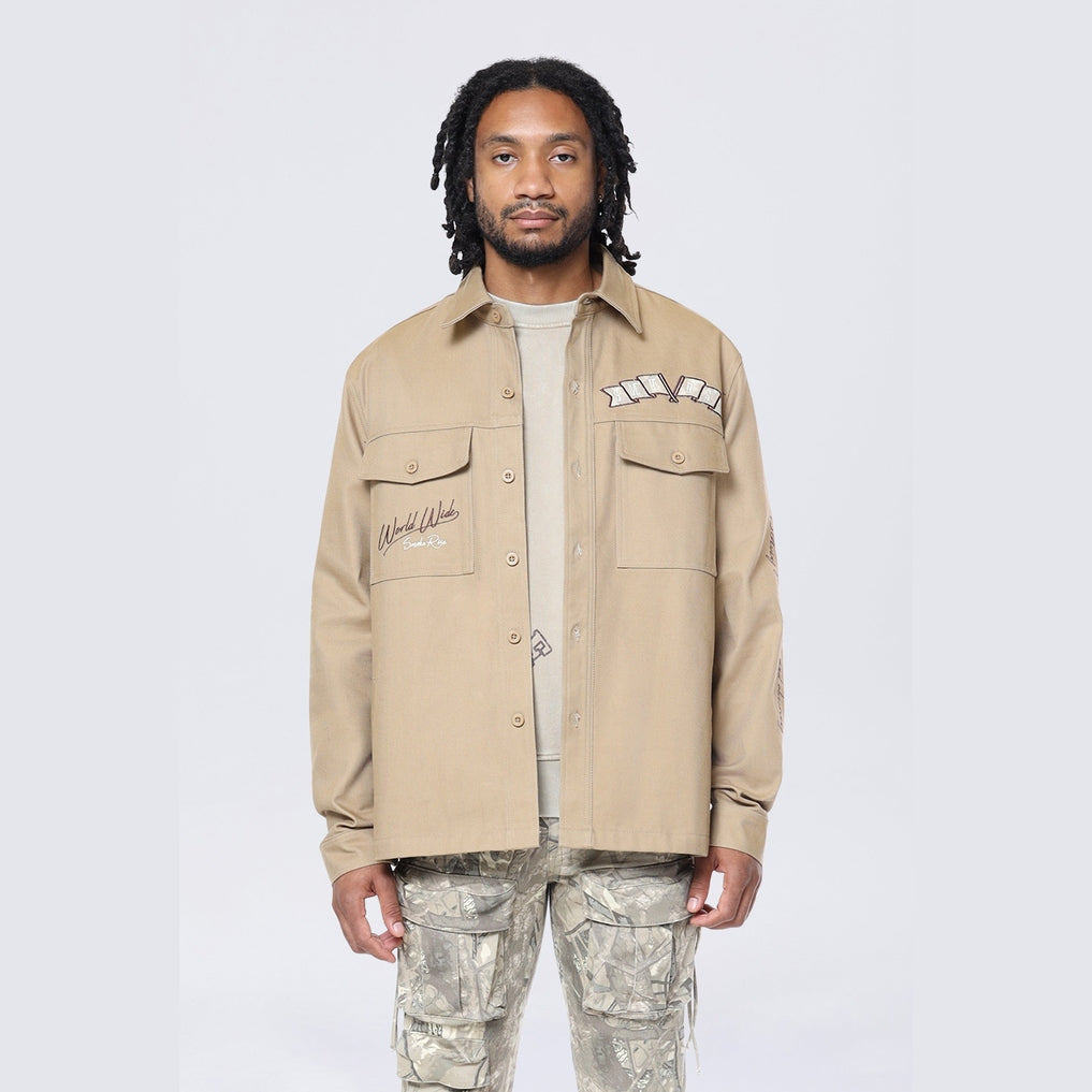 Smoke Rise Tree Camo Patched Overshirt - Khaki