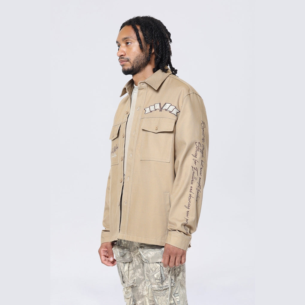 Smoke Rise Tree Camo Patched Overshirt - Khaki