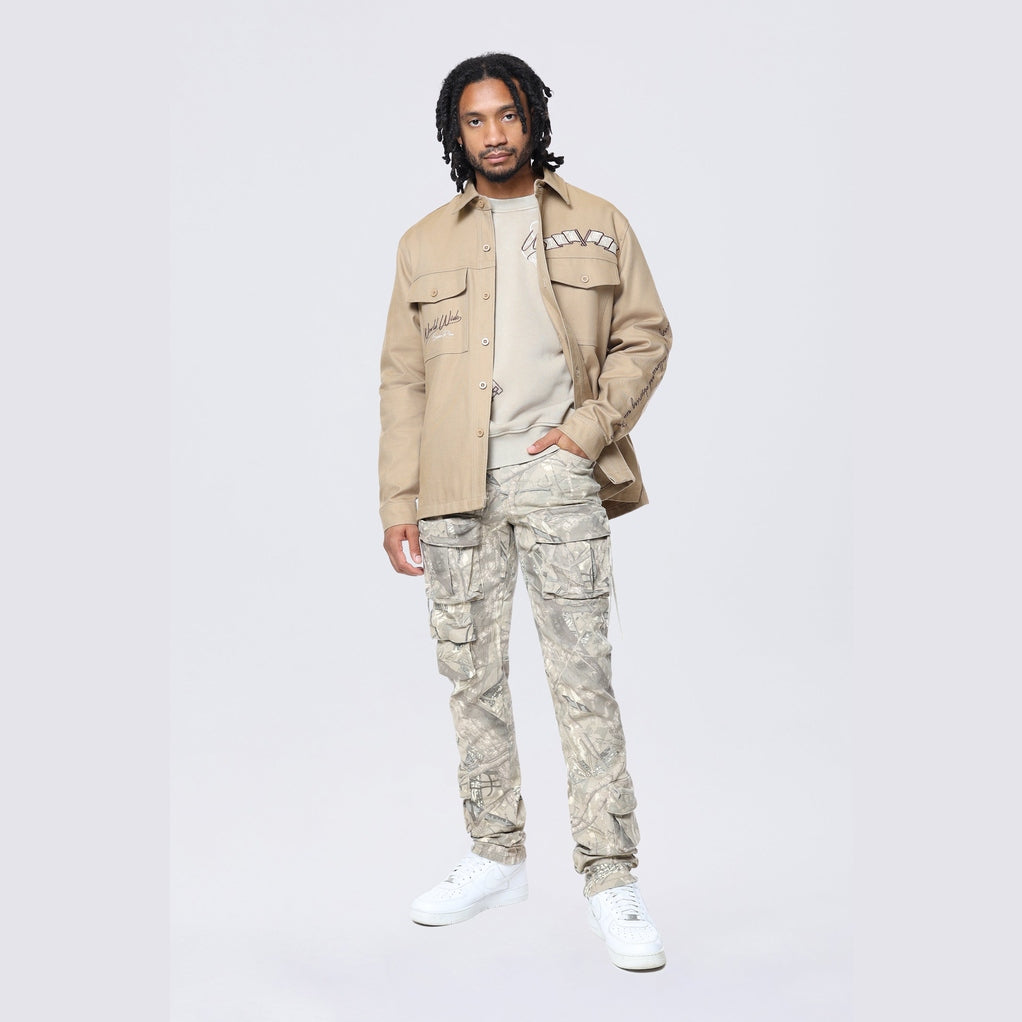 Smoke Rise Tree Camo Patched Overshirt - Khaki
