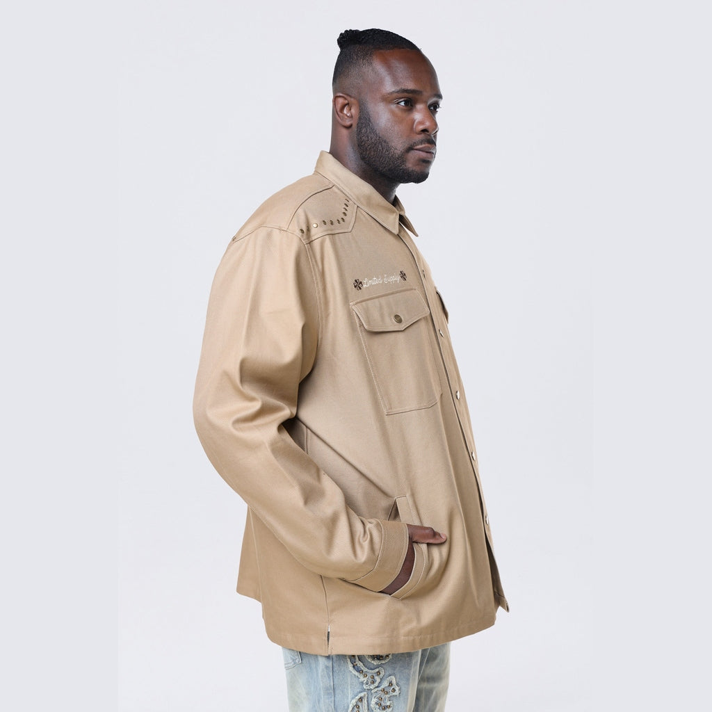 Smoke Rise Big and Tall Big and Tall - Western Button Down LS Overshirt - Khaki