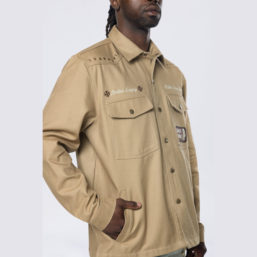 Smoke Rise Western Button Down LS Overshirt - Khaki