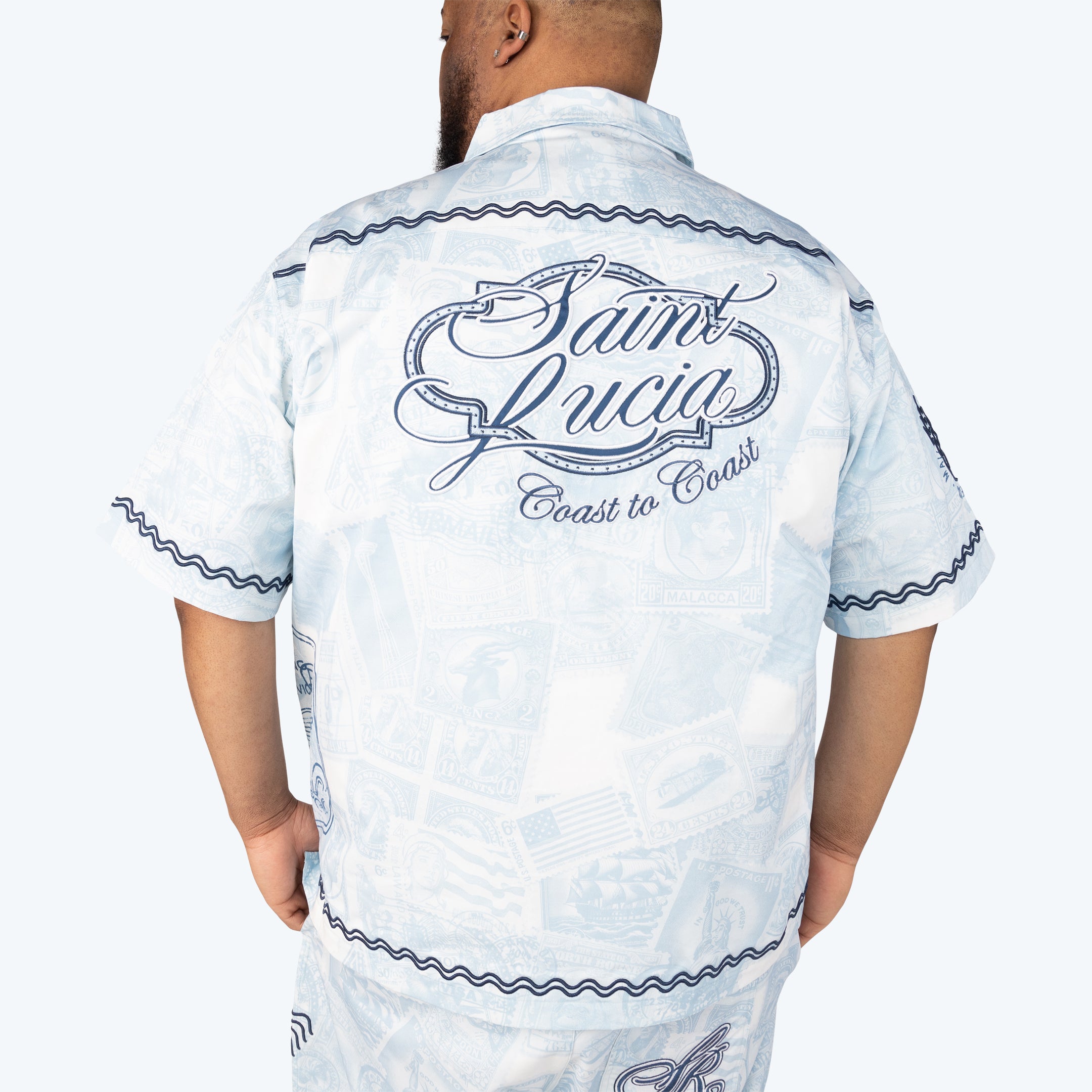 Smoke Rise Big and Tall - Country Club SS Buttoned Down Shirt - BLUE