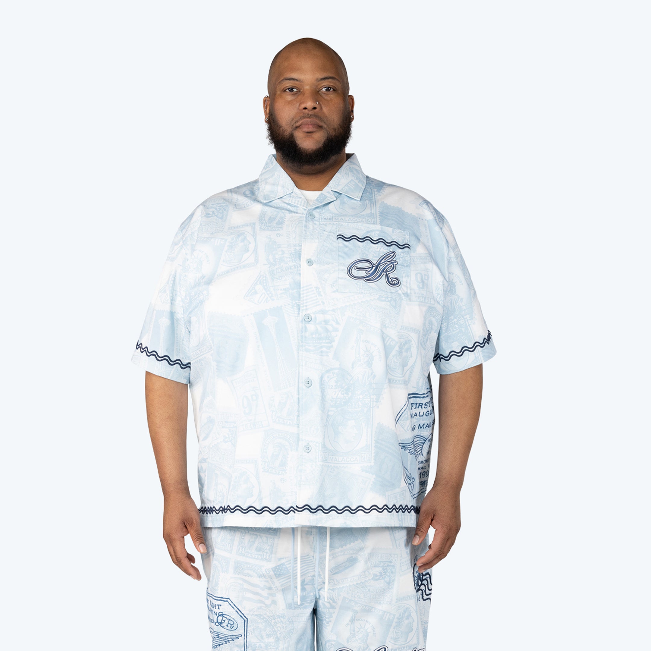Smoke Rise Big and Tall - Country Club SS Buttoned Down Shirt - BLUE