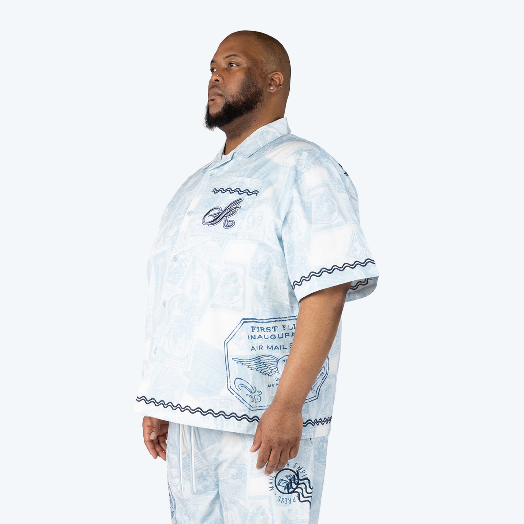 Smoke Rise Big and Tall - Country Club SS Buttoned Down Shirt - BLUE