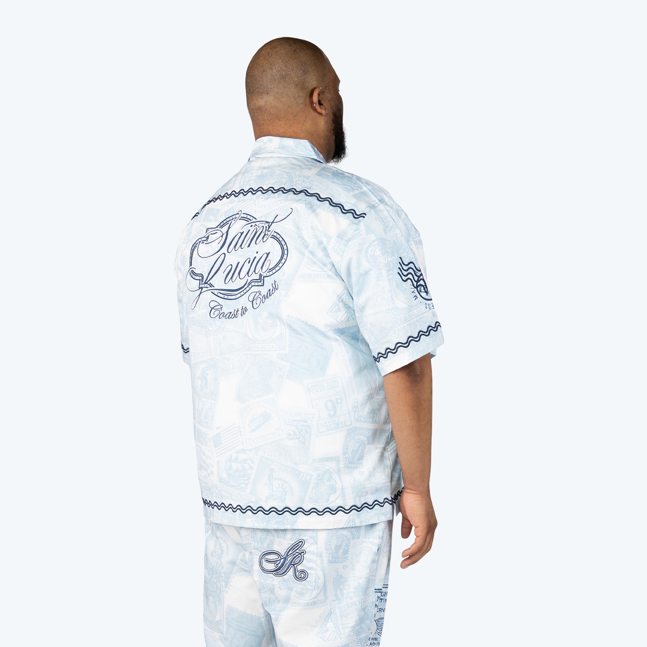 Smoke Rise Big and Tall - Country Club SS Buttoned Down Shirt - BLUE