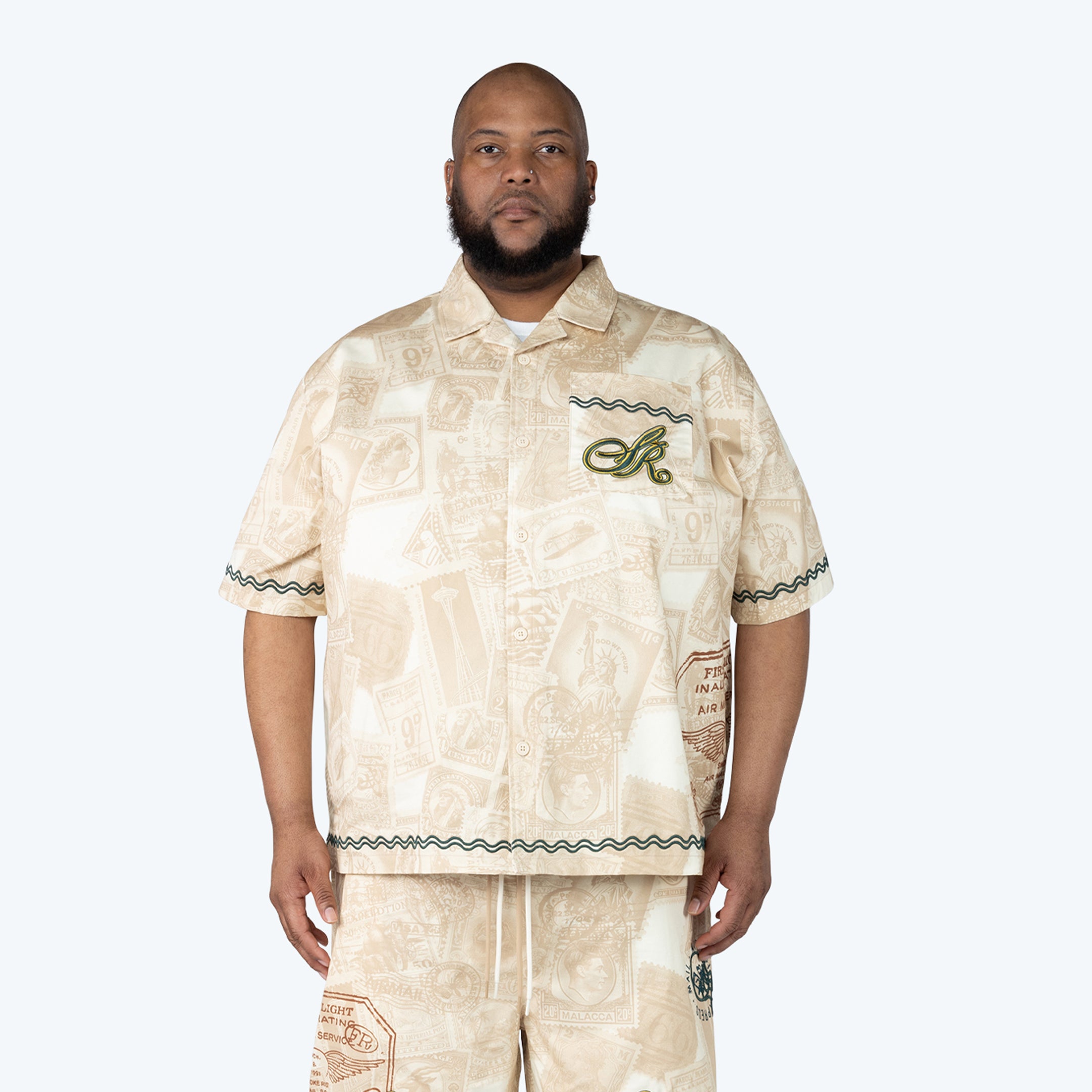 Smoke Rise Big and Tall - Country Club SS Buttoned Down Shirt - PAPYRUS