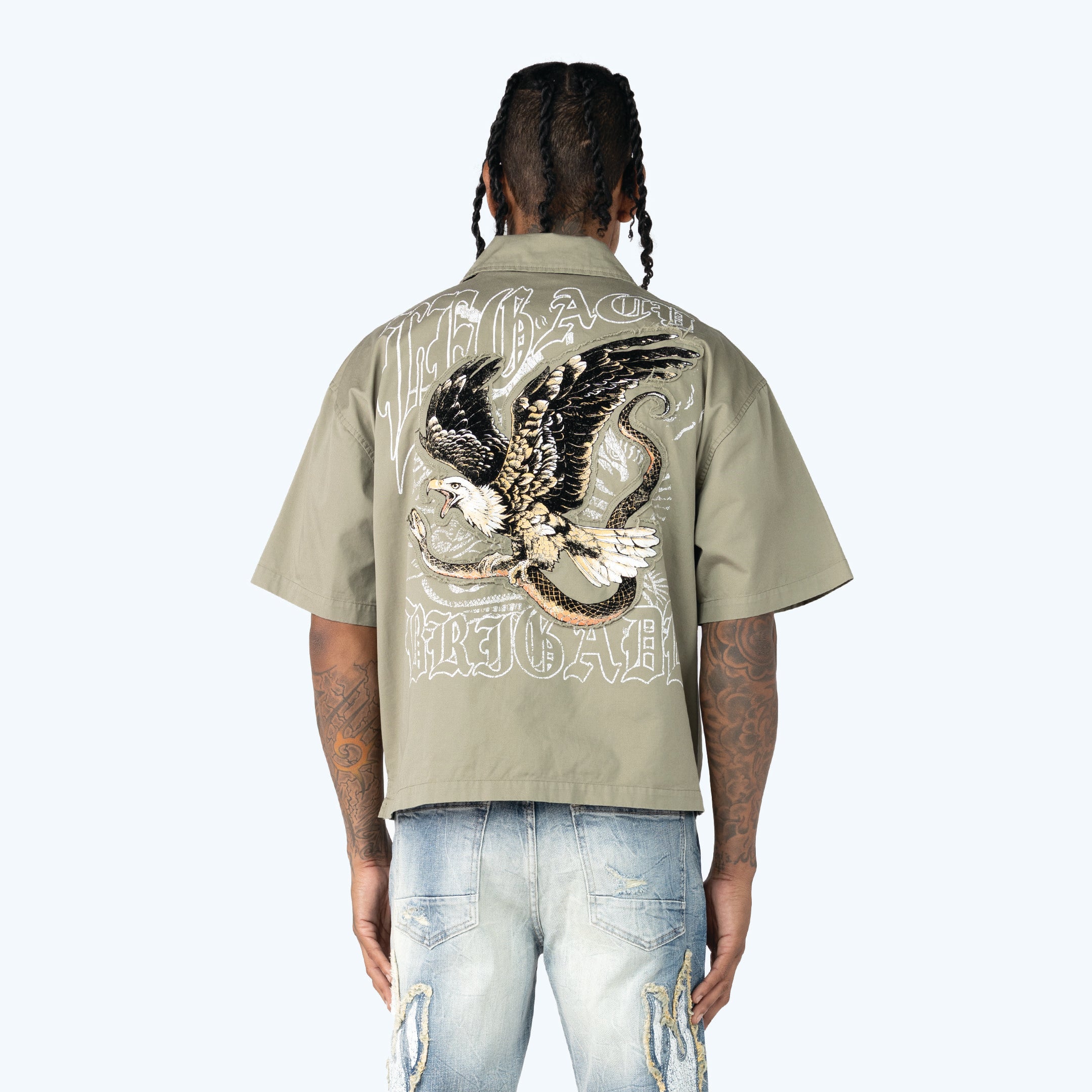 Oversized Cropped Dystopia Twill Shirt