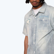 Boxy Country Club Button Down Twill Shirt - Elm Blue