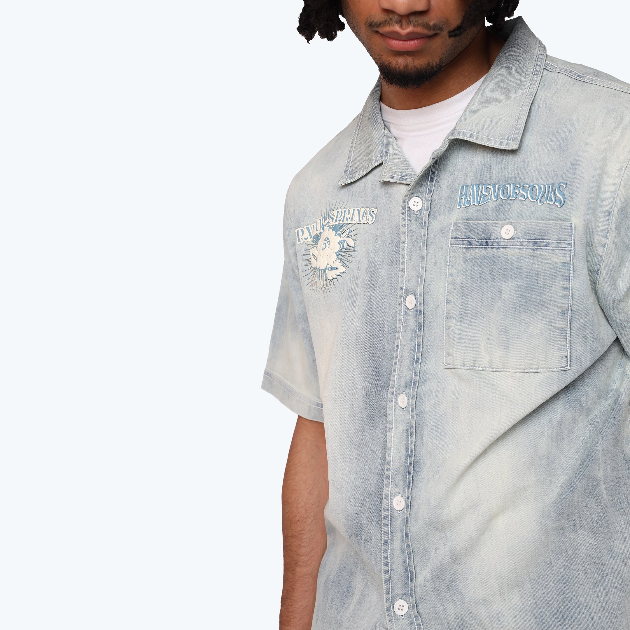 Boxy Country Club Button Down Twill Shirt - Elm Blue