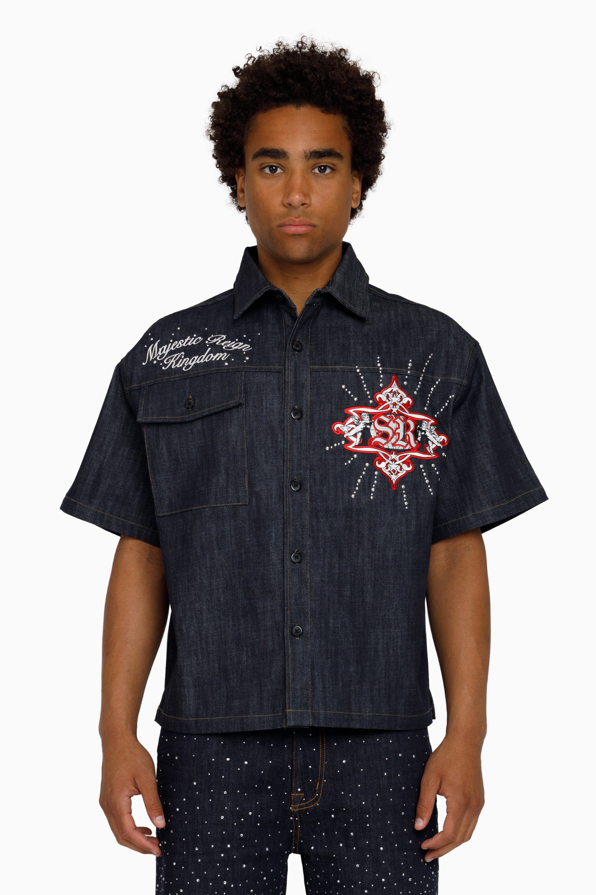 Majestic Reign SS Button Down Shirt - Ink Blue
