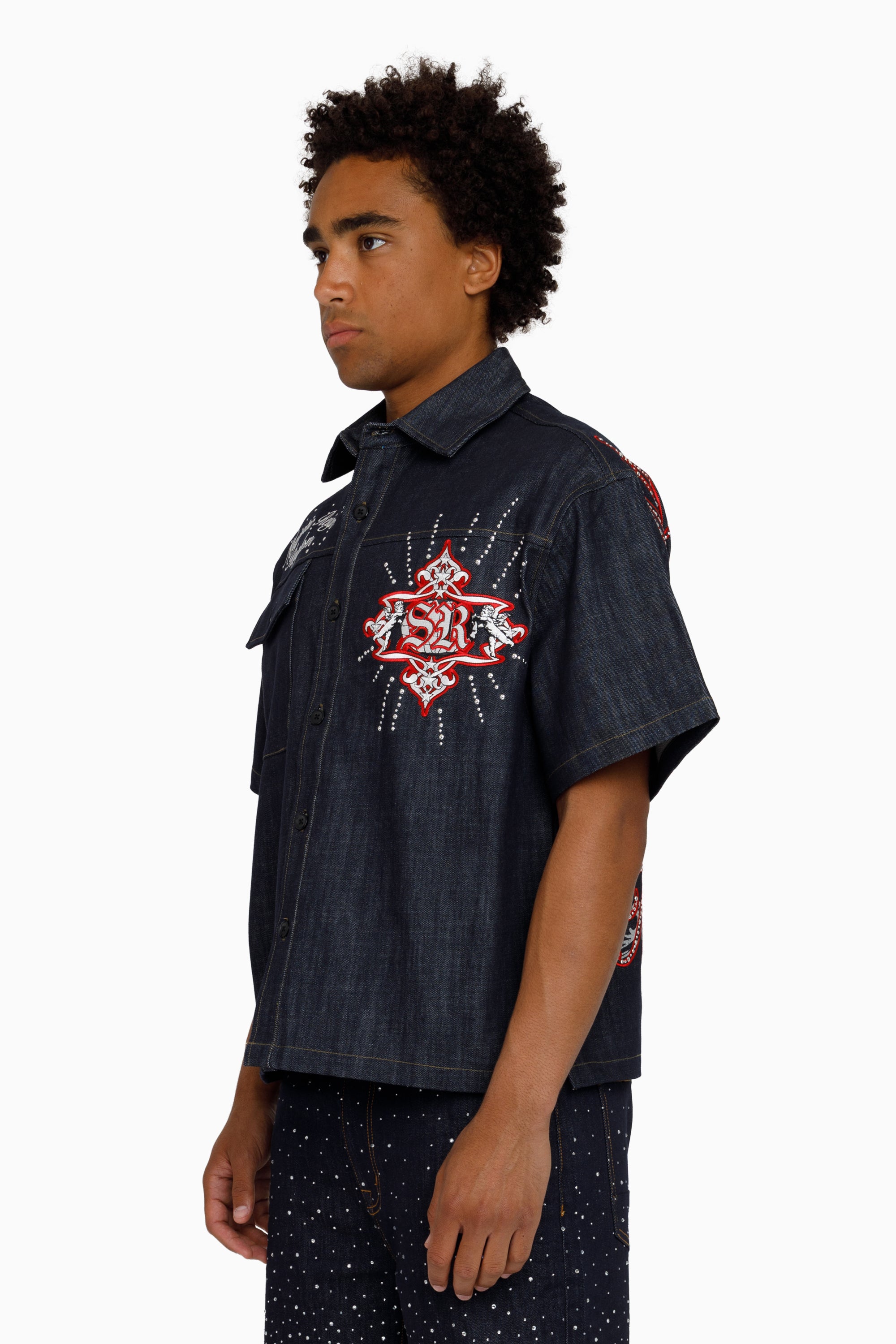 Majestic Reign SS Button Down Shirt - Ink Blue