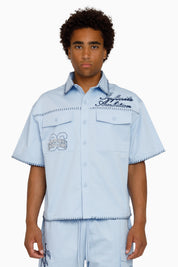 Infinite Ambition SS Button Down Shirt - Blue Bell
