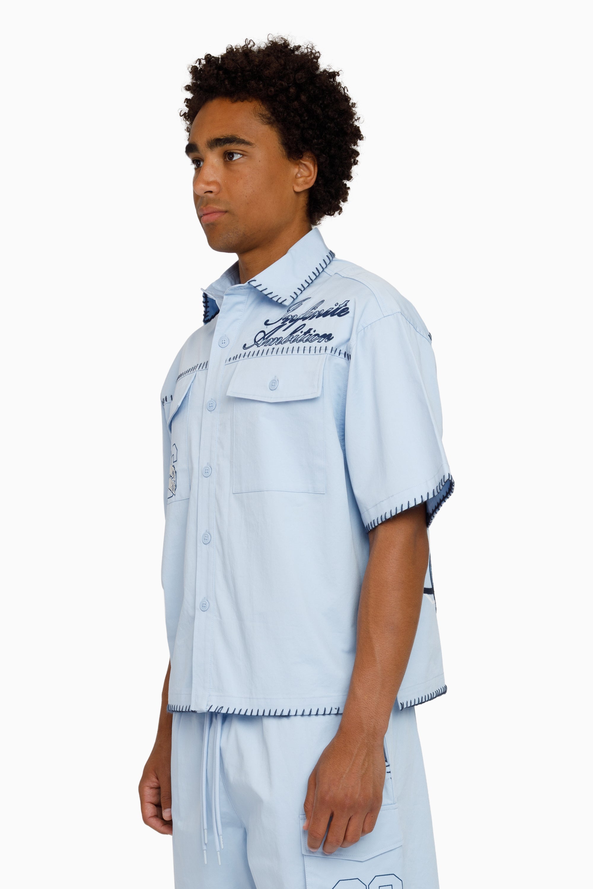 Infinite Ambition SS Button Down Shirt - Blue Bell