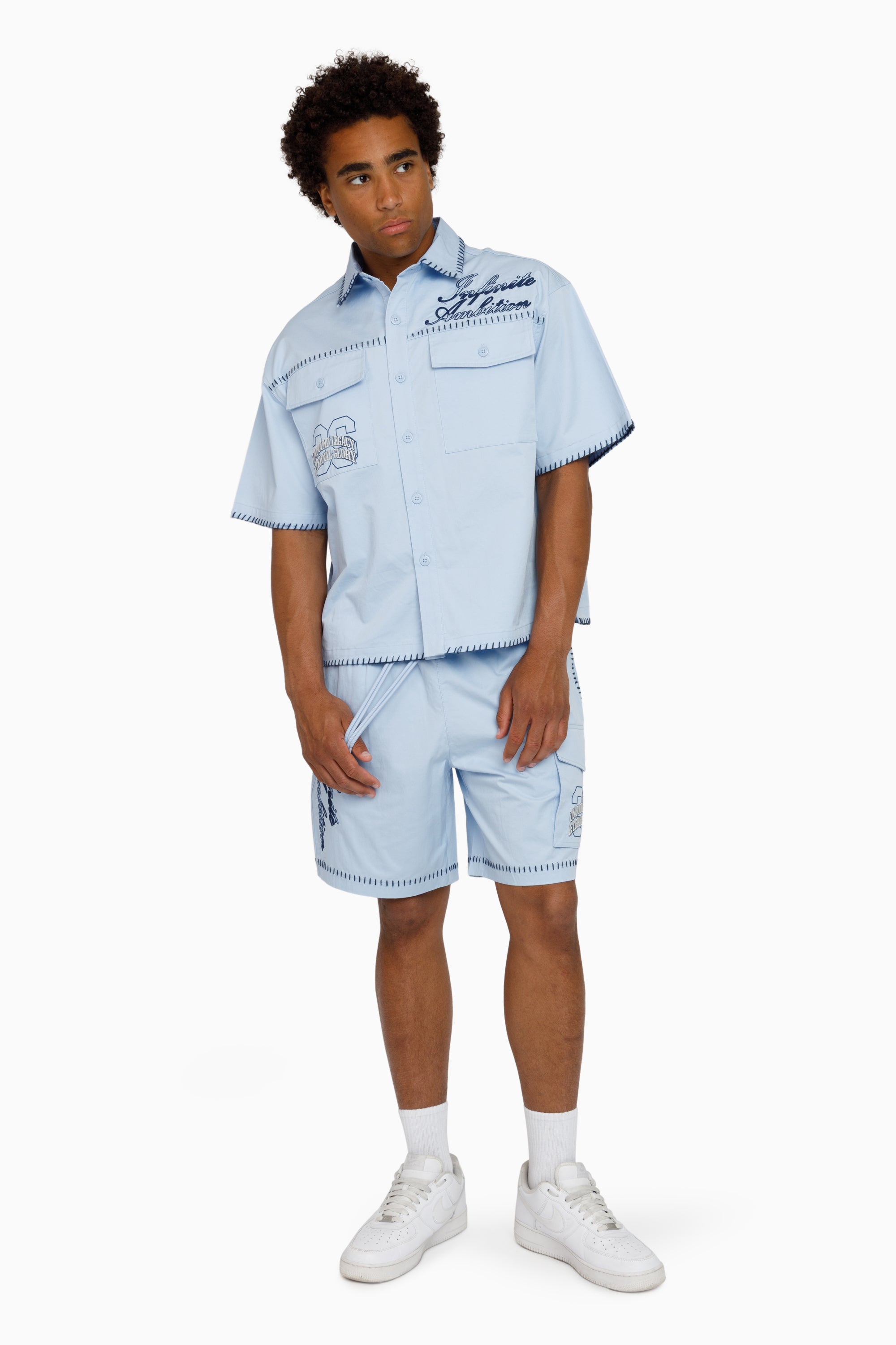 Infinite Ambition SS Button Down Shirt - Blue Bell