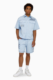 Infinite Ambition SS Button Down Shirt - Blue Bell