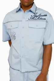 Infinite Ambition SS Button Down Shirt - Blue Bell